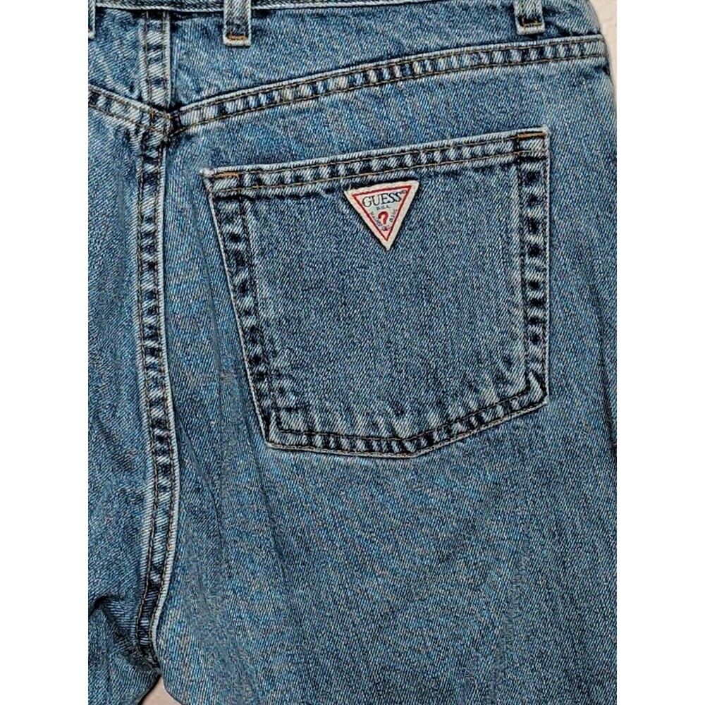 🔥 VTG 90s GUESS USA Denim Capris • Triangle Logo Size 32 - Picture 6 of 11